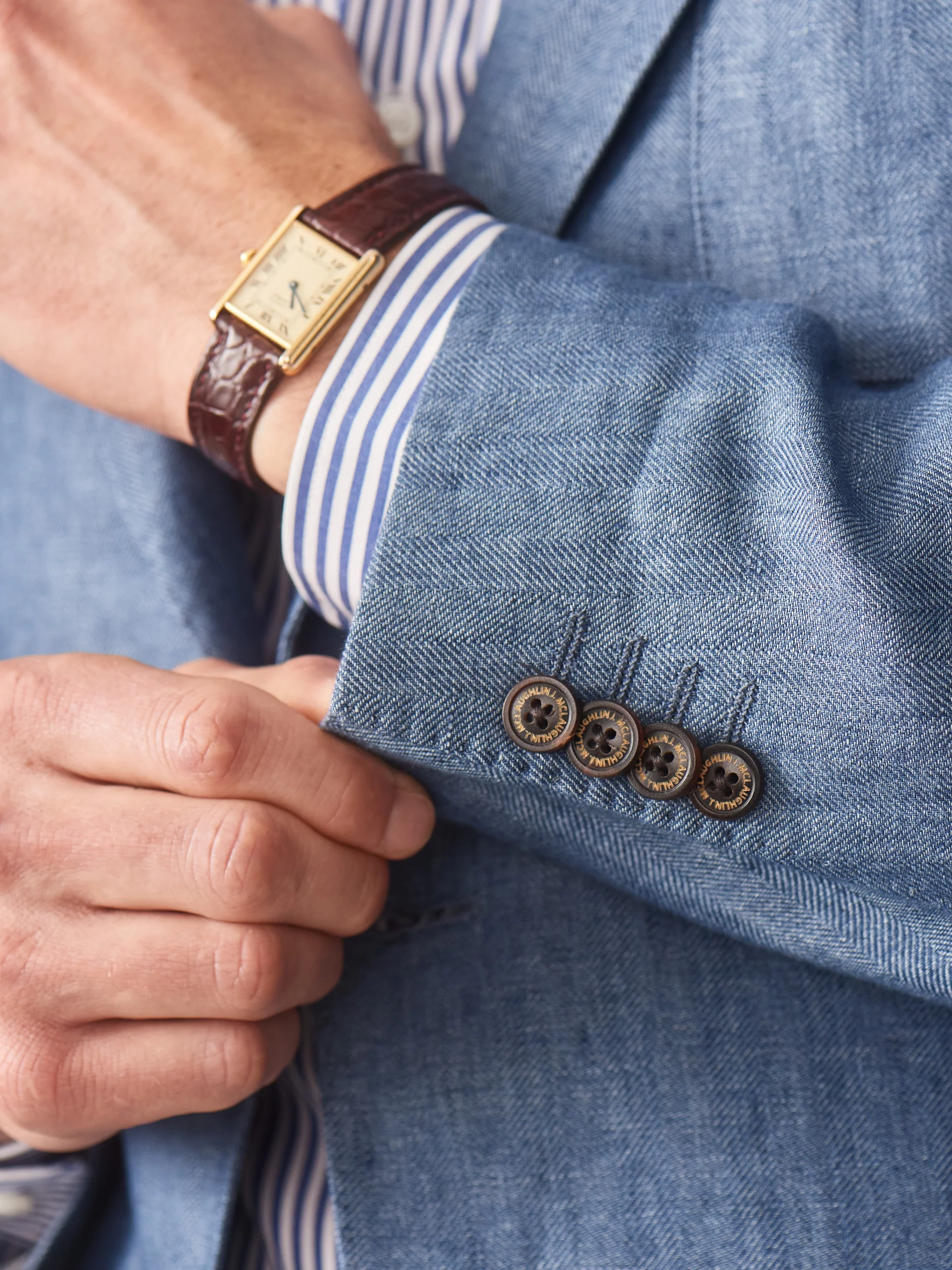 Brera Linen Sport Coat in Herringbone - Image 3