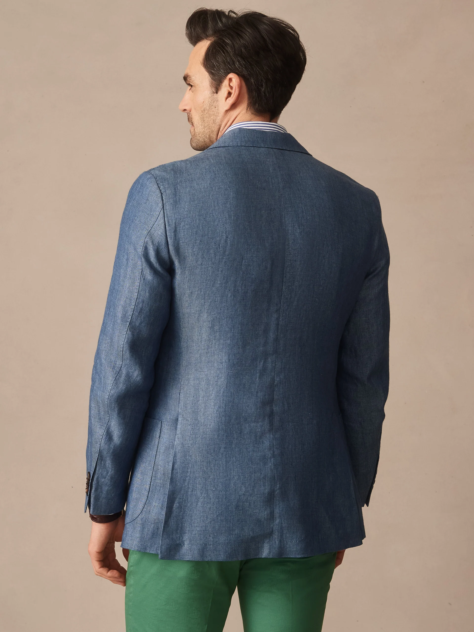 Brera Linen Sport Coat in Herringbone - Image 5