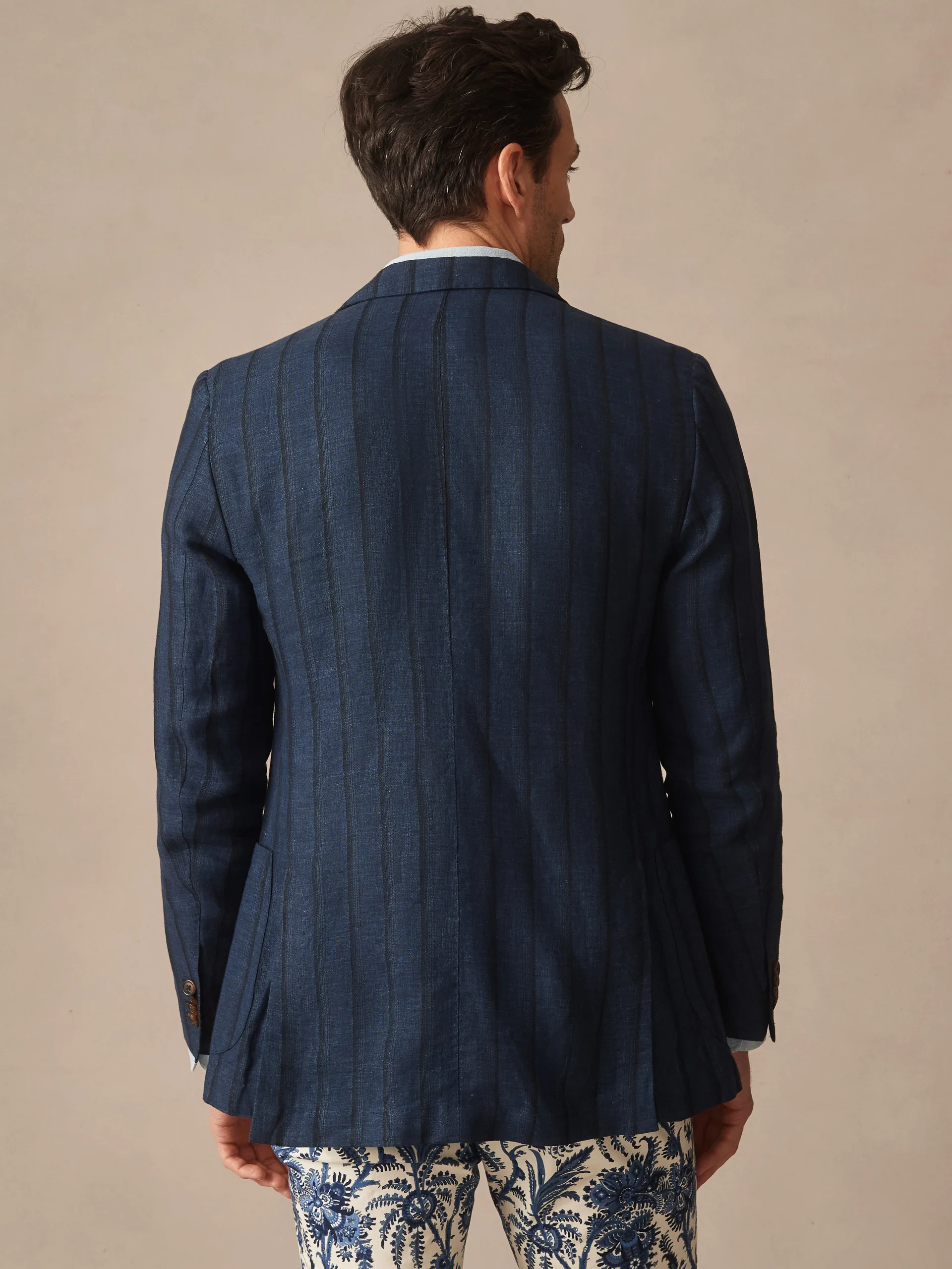 Brera Linen Silk Sport Coat in Stripe - Image 5
