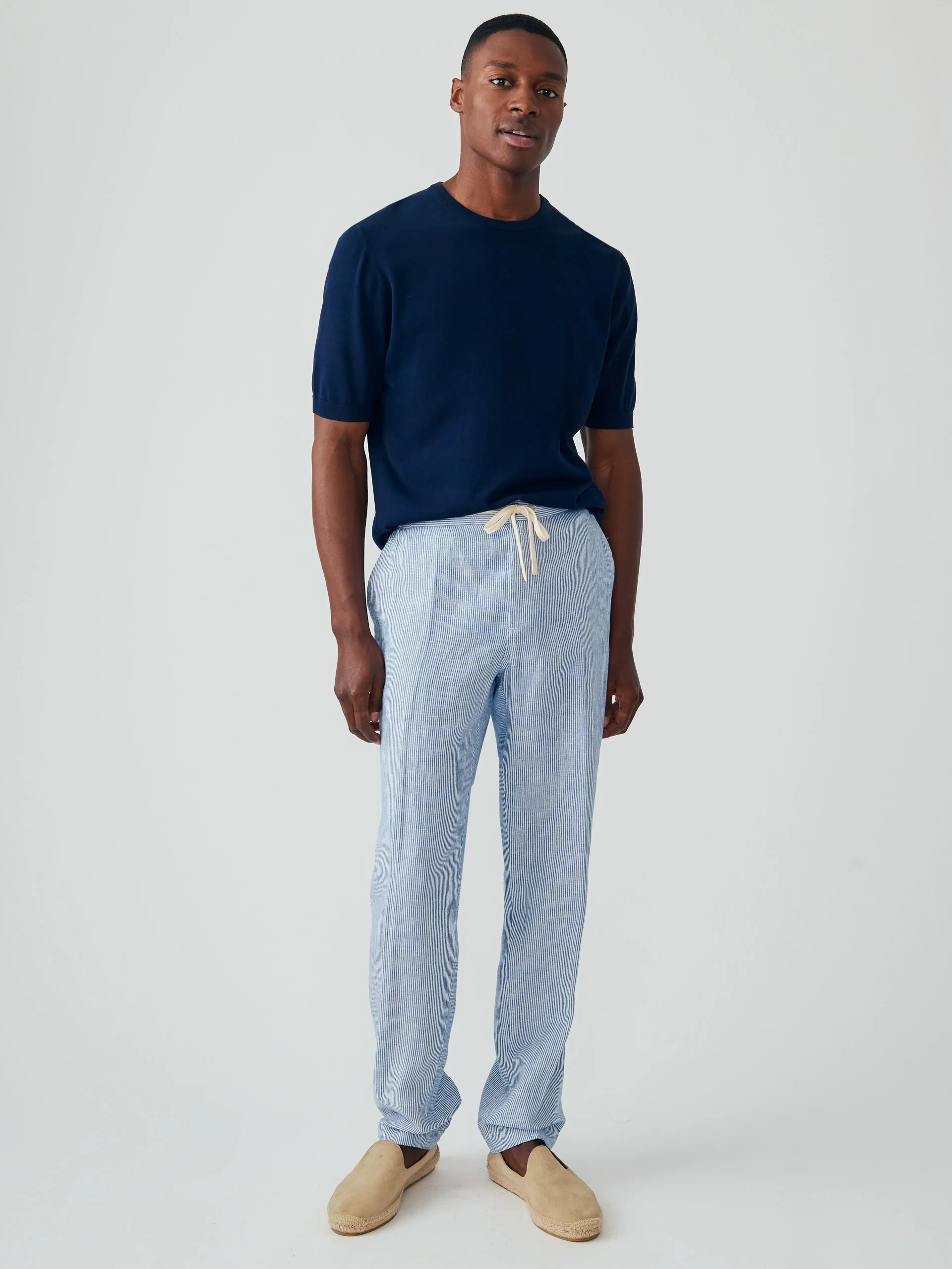 Callistair Linen Pants in Hairline Stripe - Image 3