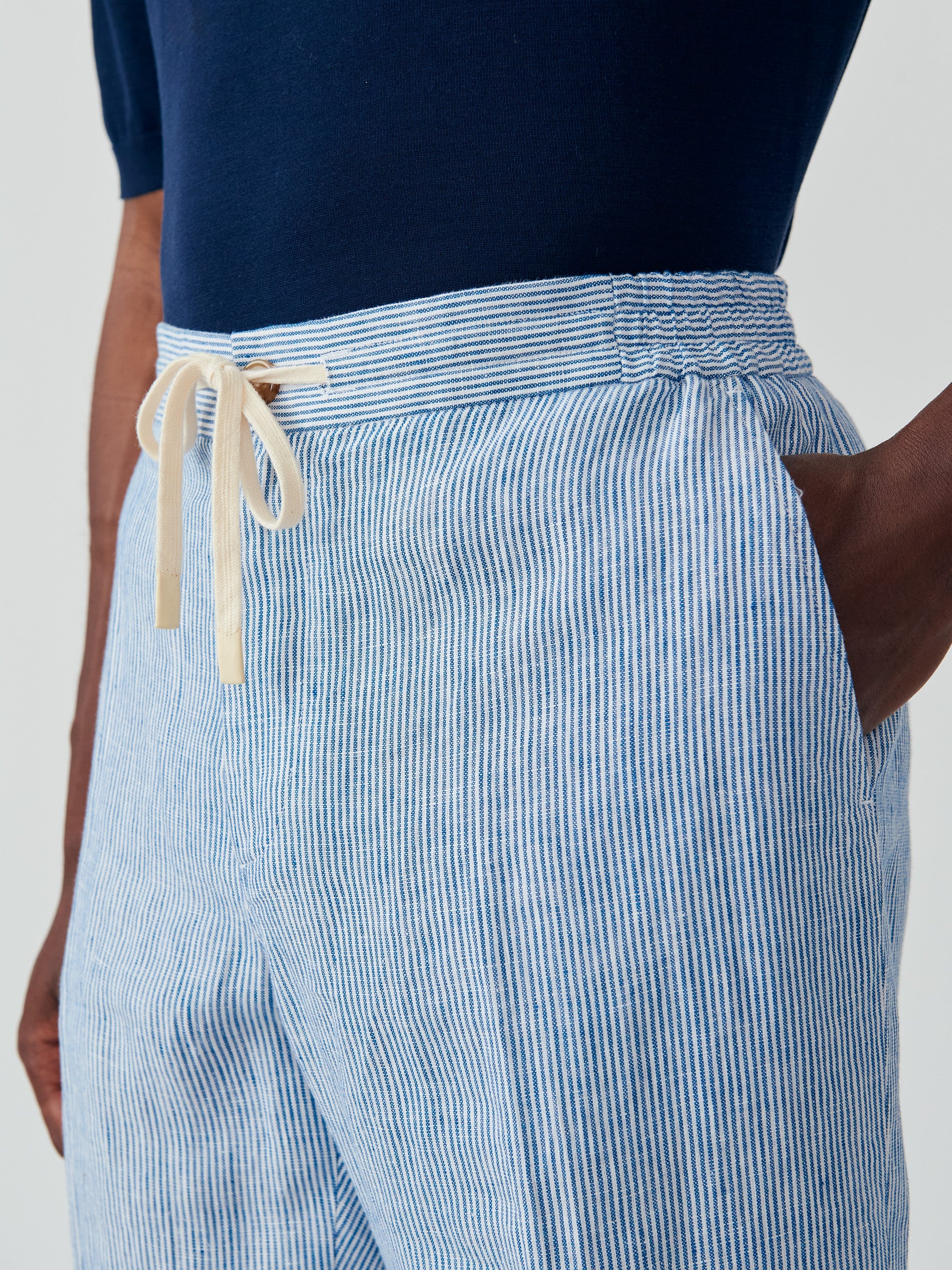 Callistair Linen Pants in Hairline Stripe - Image 4