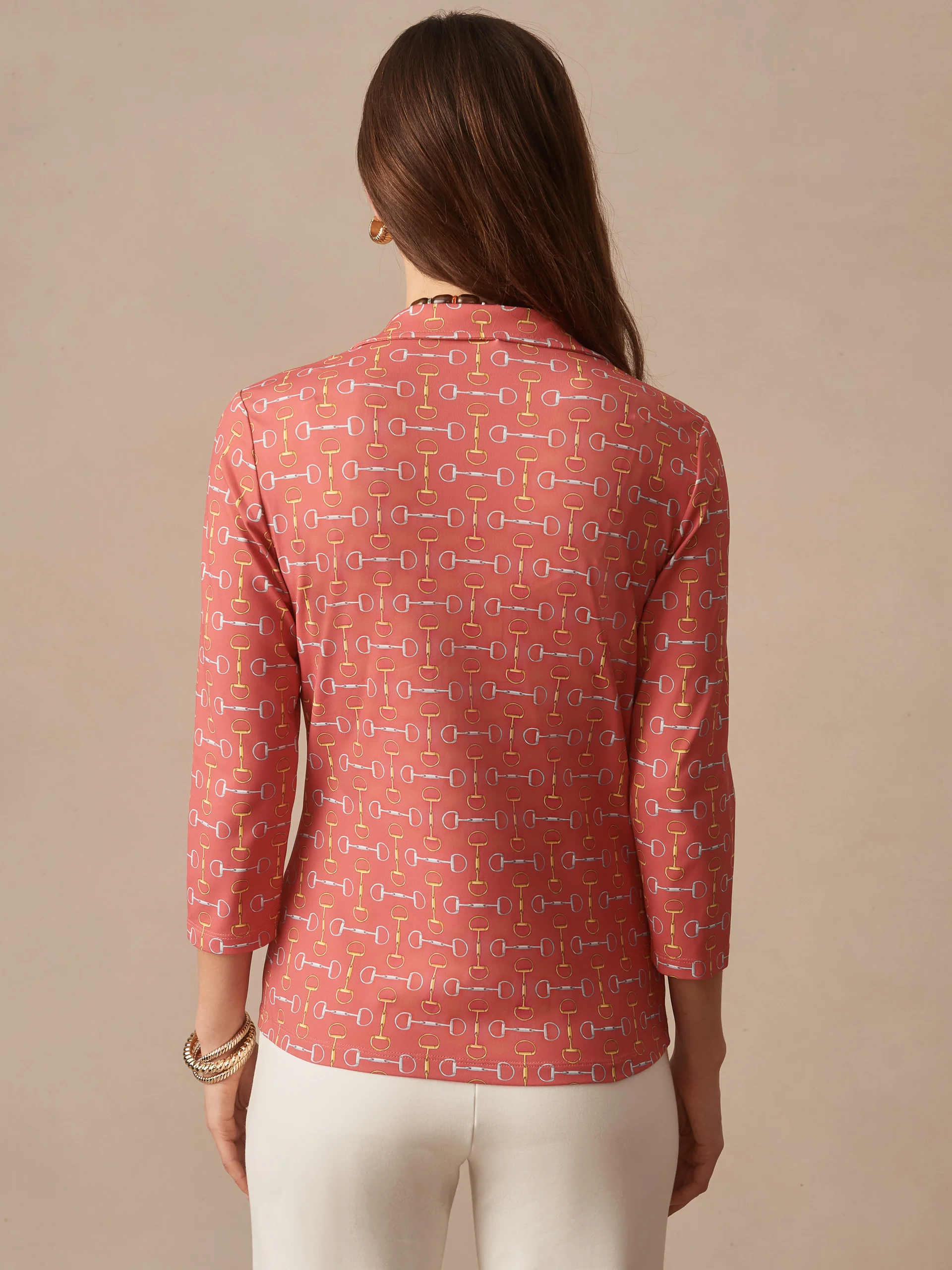 Court 3/4 Sleeve Polo in Dover Dressage Geo - Image 4