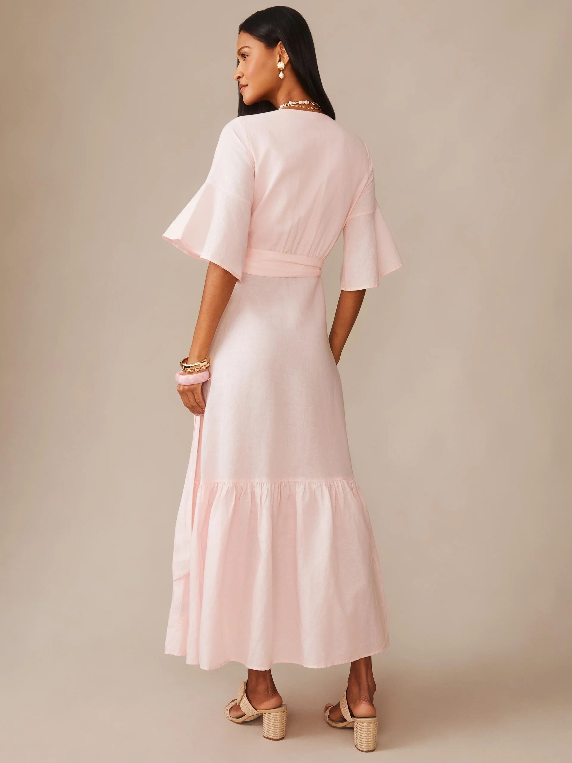 Emily Linen Blend Wrap Dress - Image 4