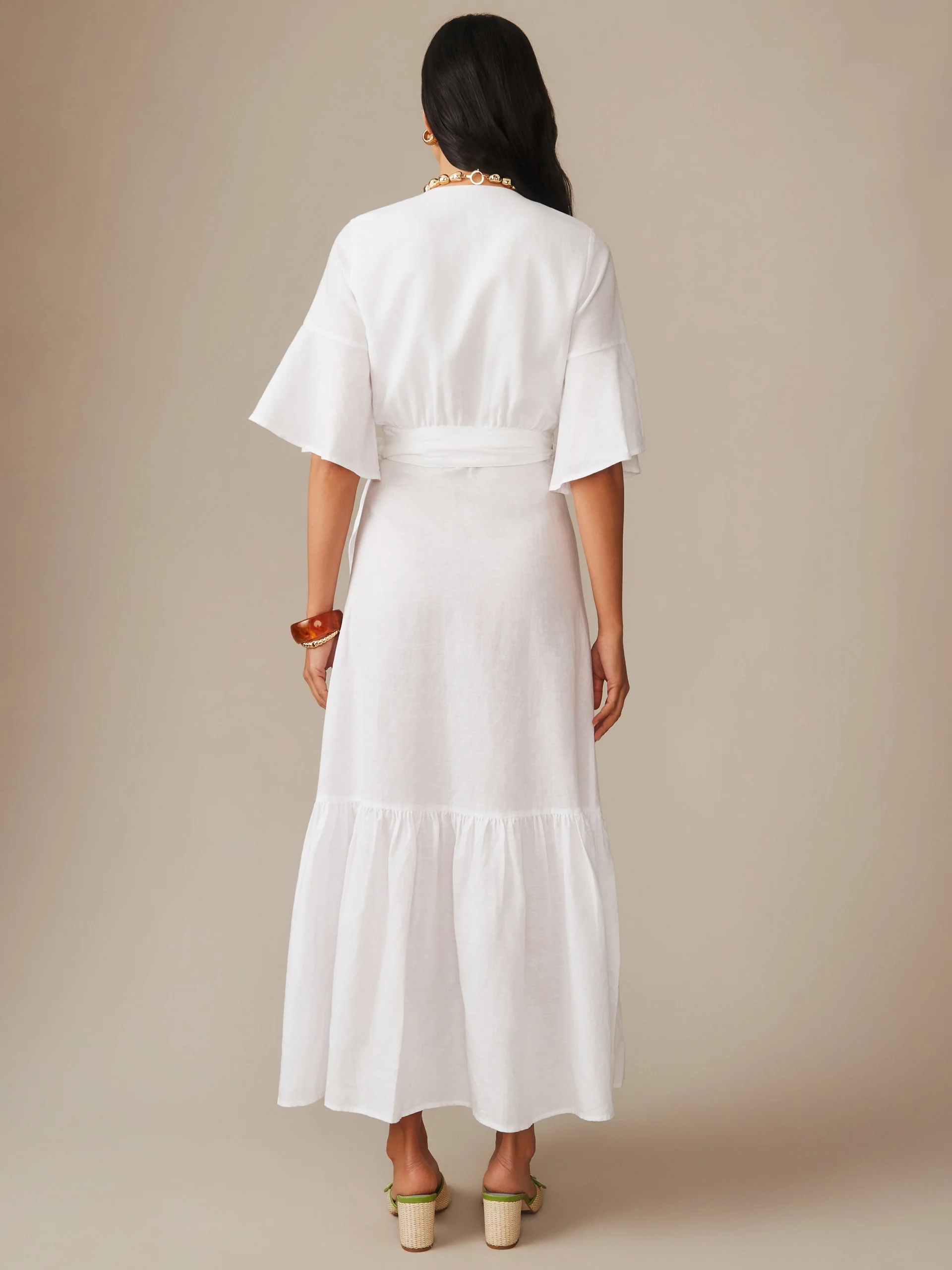 Emily Linen Blend Wrap Dress - Image 4