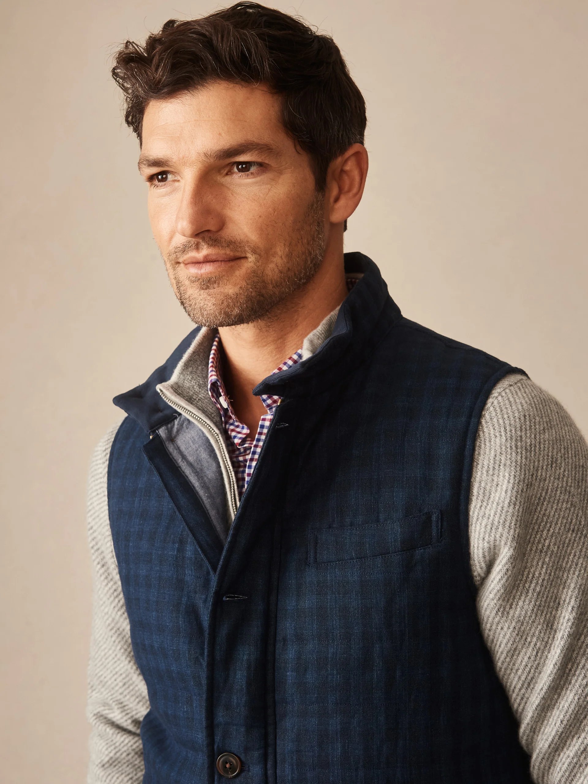 Game Quilted Vest in Shadow Plaid - Image 4