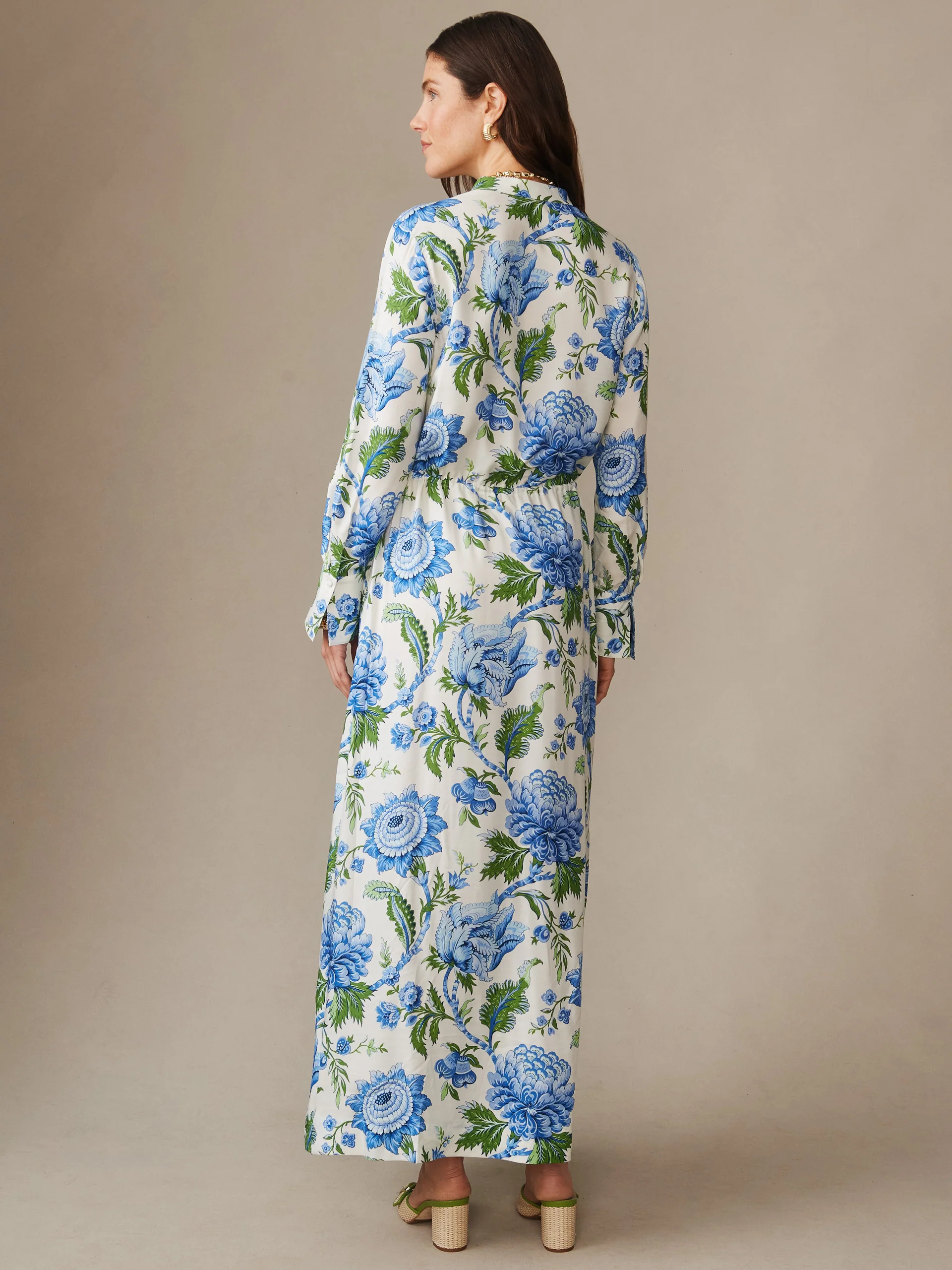 Hannah Silk Blend Dress in Cerulean Garden - Image 3