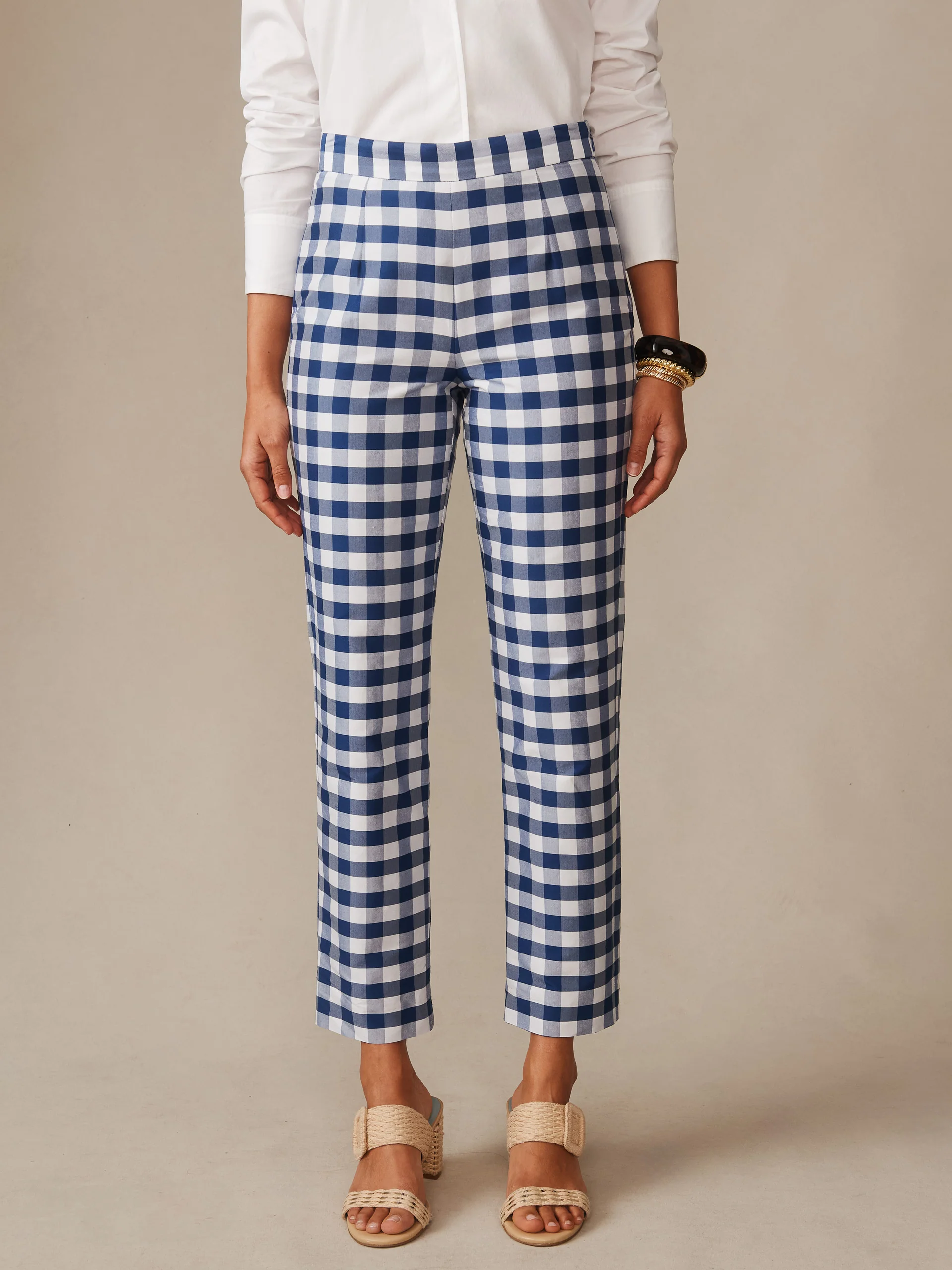 Millbrook Silk Blend Pants in Gingham - Image 3