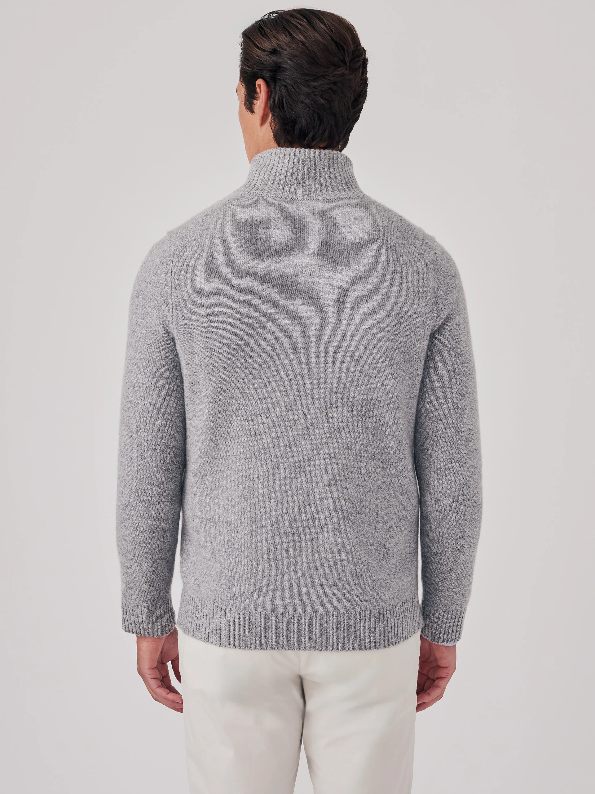 Mock Neck Cashmere Henley Sweater - Image 3