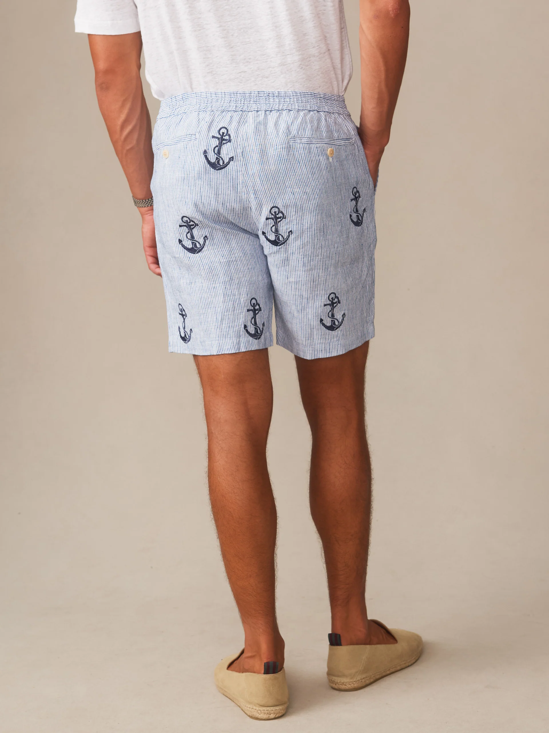 Newport Linen Shorts in Anchor - Image 3