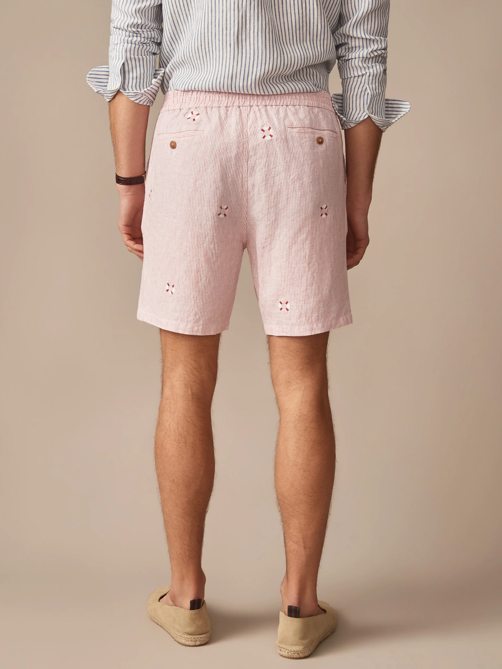 Newport Linen Shorts in Lifesaver - Image 3
