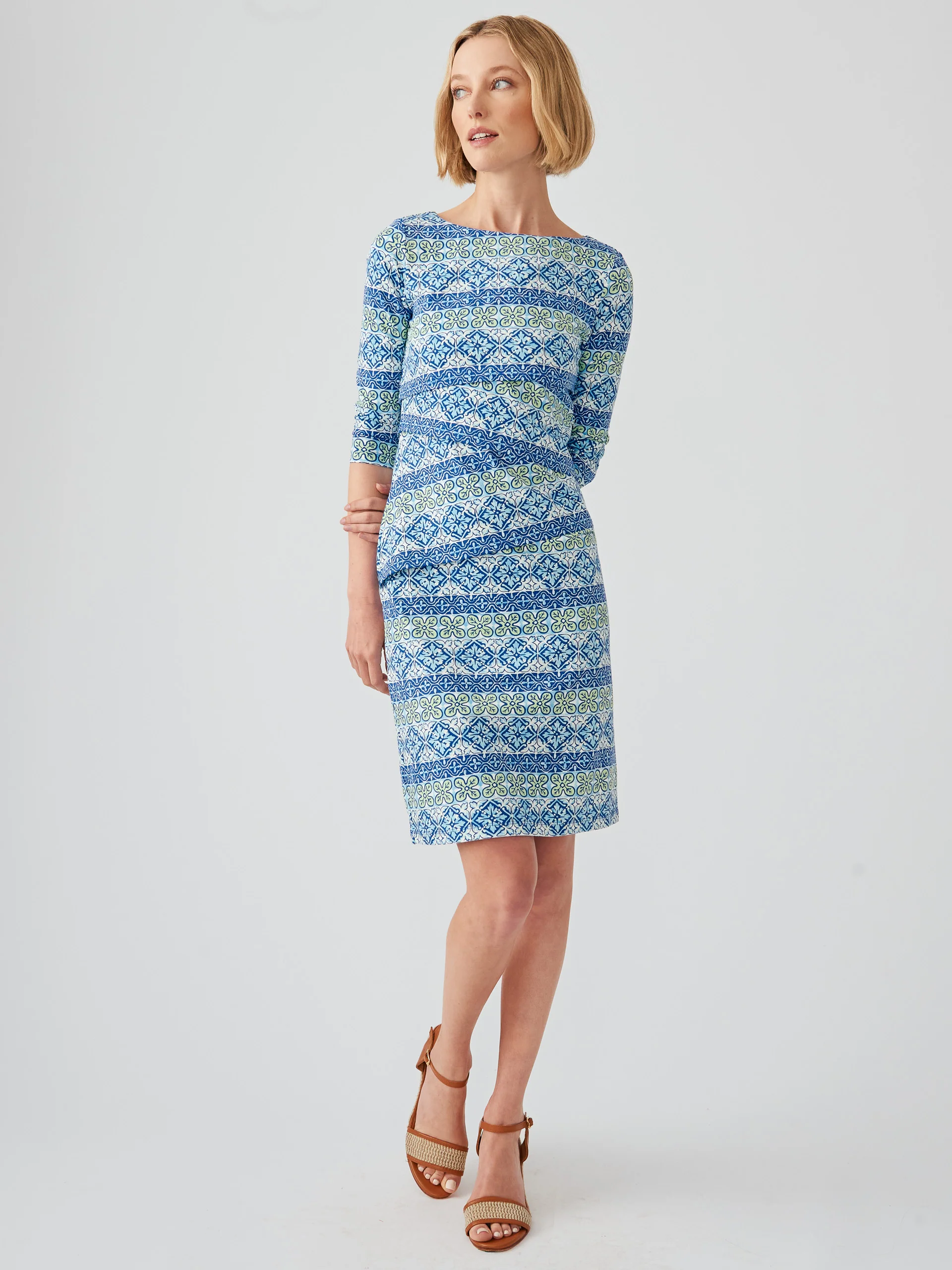 Nicola Dress in Garden Mosaic Stripes - Image 3