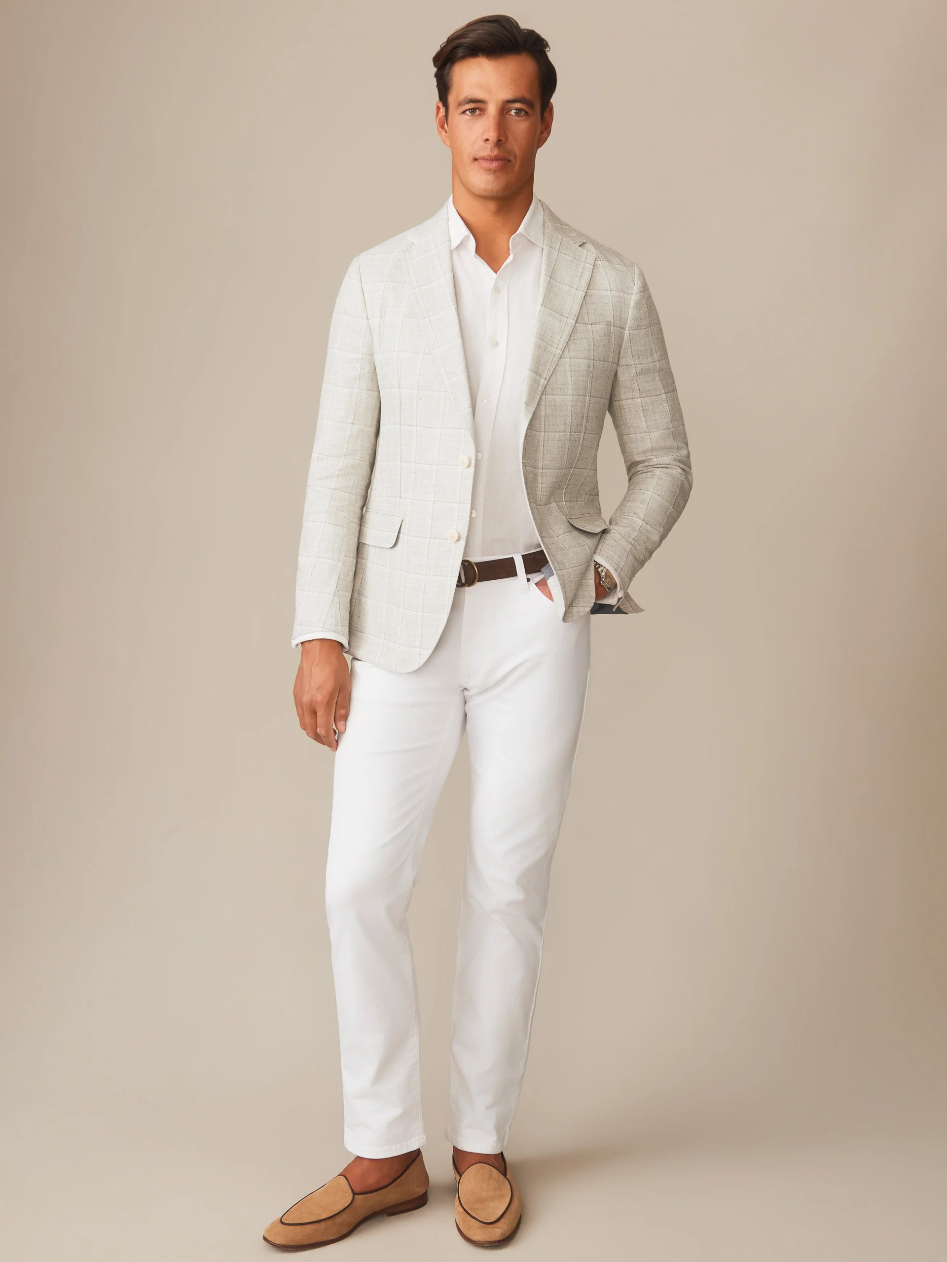 Suffolk Linen Sport Coat in Window Pane - Image 3