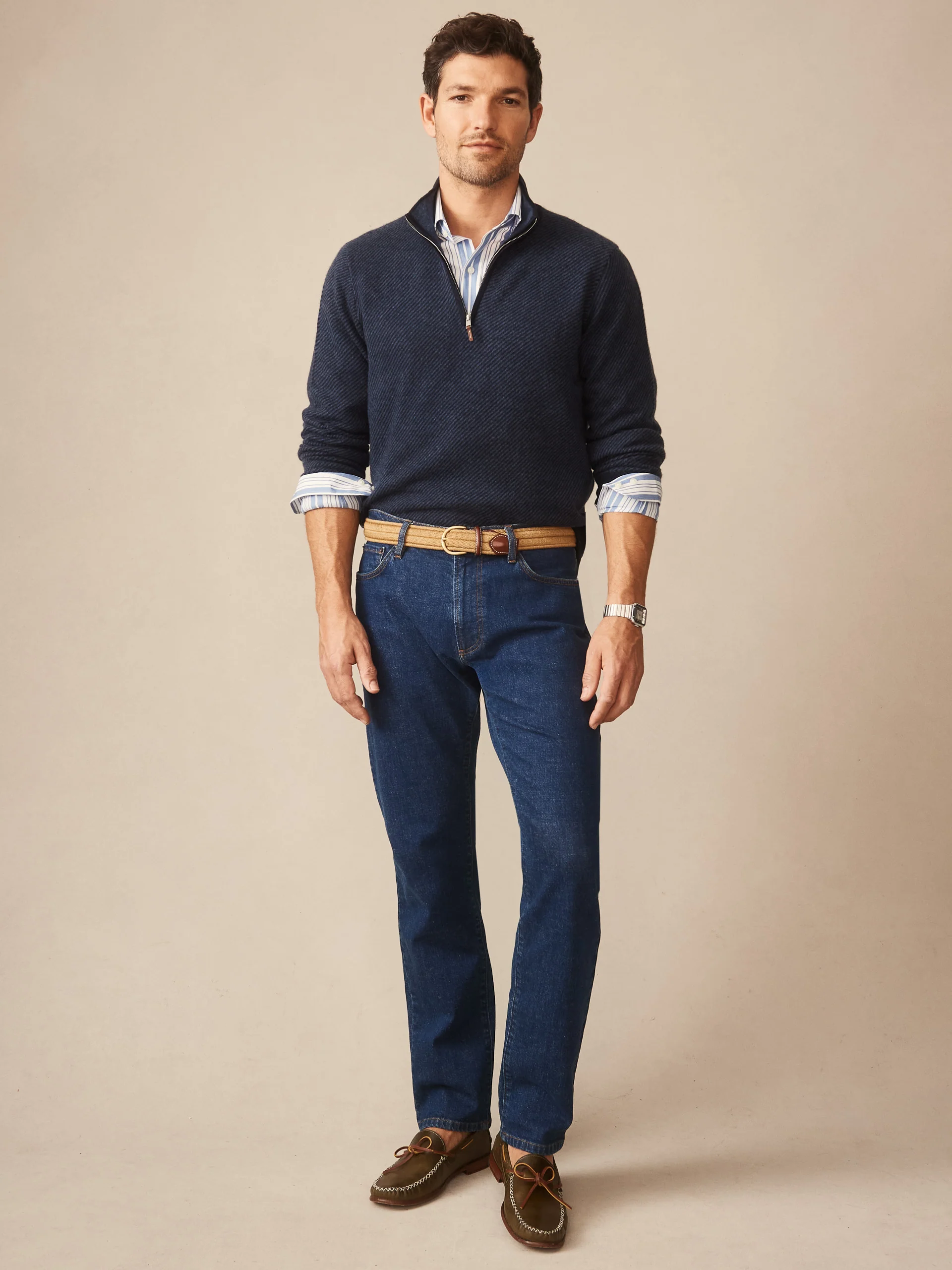 Twain Cashmere 1/4 Zip in Jacquard - Image 3